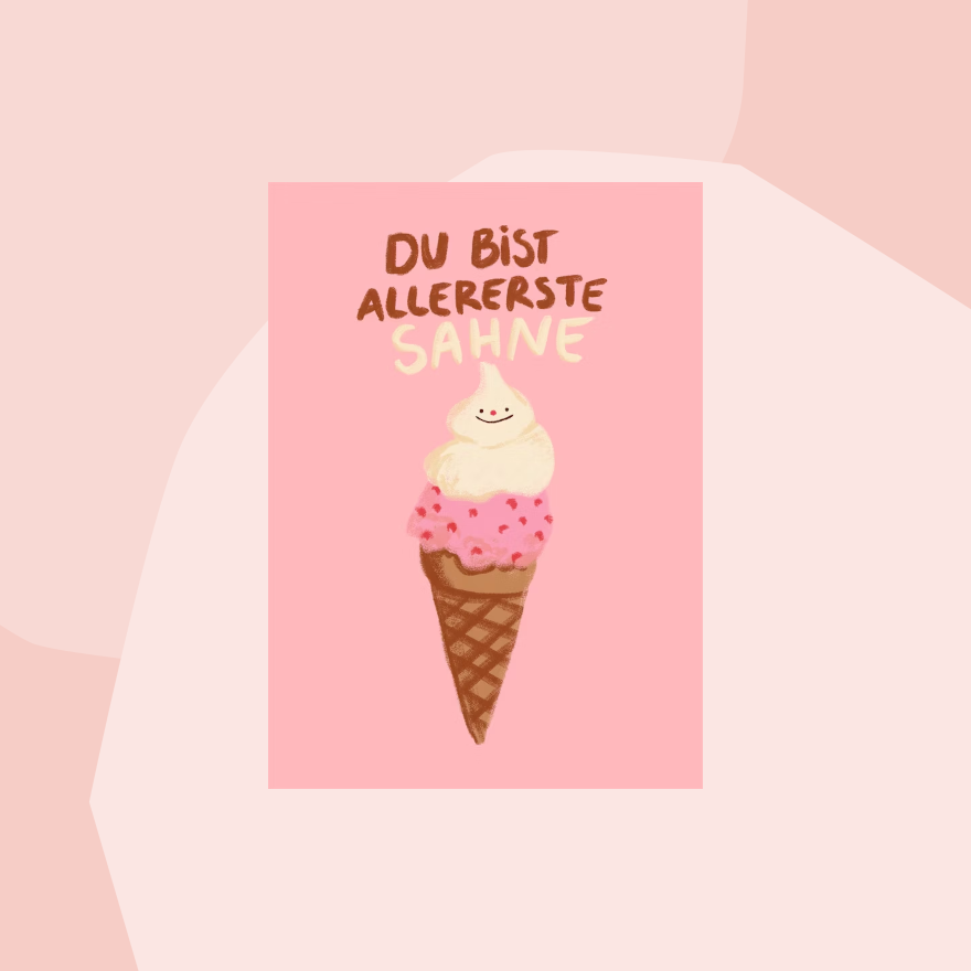 Slinga Postkarte Eis Sahne Geschenke Köln Online Shop Geschenkeladen Feinkostladen Feinkost Gourmets Foodies