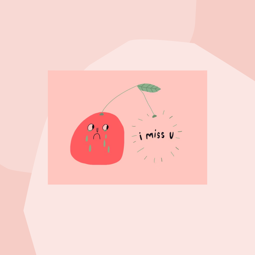 Slinga Postkarte Kirschen I miss u Geschenke Köln Online Shop Geschenkeladen Feinkostladen Feinkost Gourmets Foodies