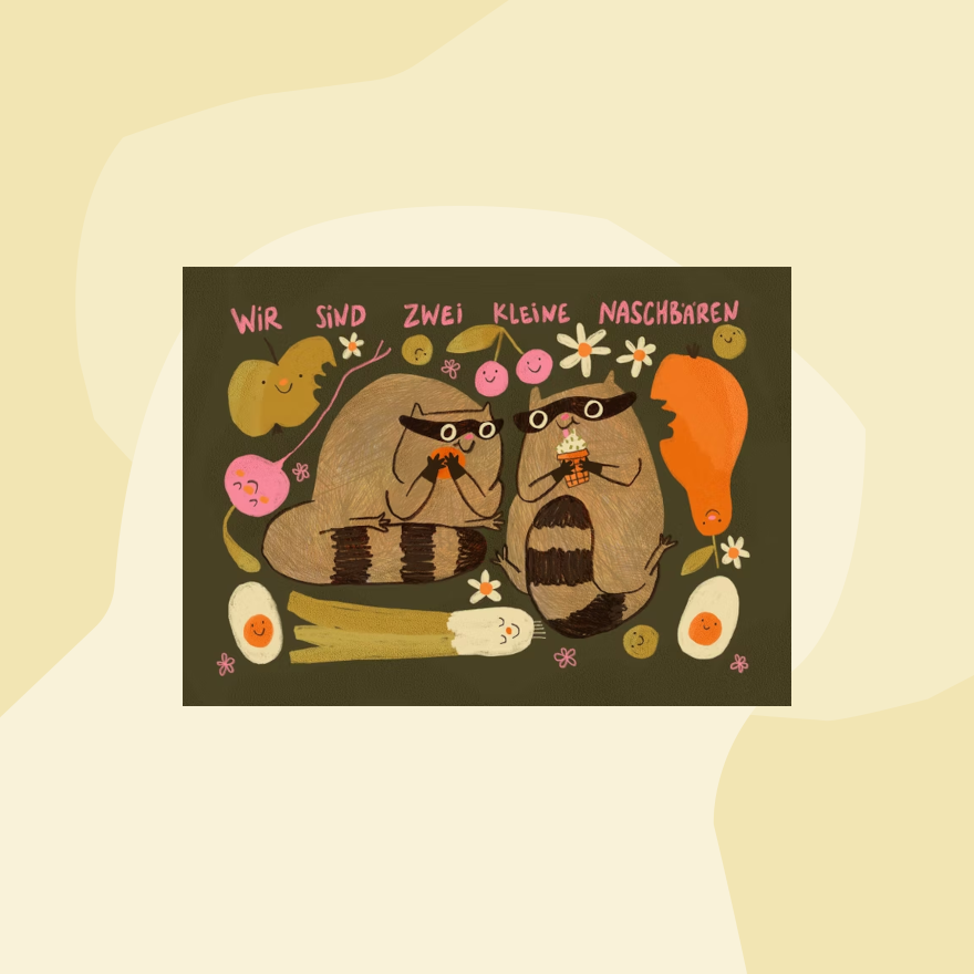 Slinga Postkarte Naschbären Geschenke Köln Online Shop Geschenkeladen Feinkostladen Feinkost Gourmets Foodies