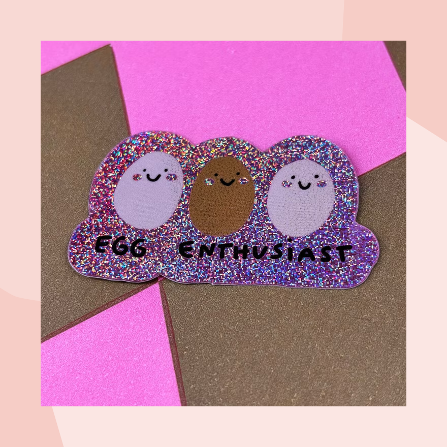 Slinga Sticker Glitzer Egg Enthusiast Eier Foodies Gourmet Geschenk Feinkost Feinkostladen Geschenkeladen Köln Online Shop