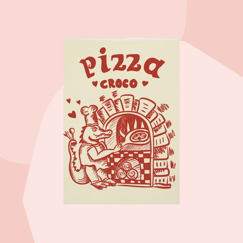 Studio Dolci Postkarte Pizza Krokodil Dolce Vita Concept Store Feinkostladen Feinkost Geschenke Geschenkeladen Online Shop Foodies Gourmets