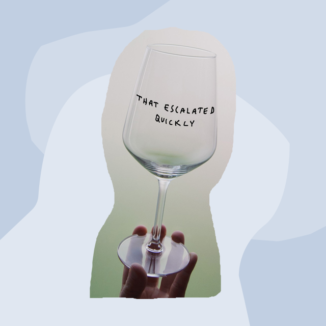 That escalated quickly Weinglas Selekkt Johanna Schwarzer Geschenk Foodies Gourmets Online Shop Köln Geschenkeladen