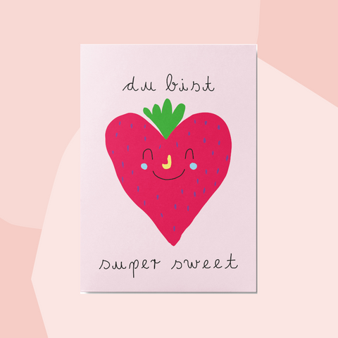 Unter Pinien Postkarte Erdbeere sweet Valentinstag Concept Store Feinkostladen Feinkost Geschenke Geschenkeladen Köln Online Shop Foodies Gourmets
