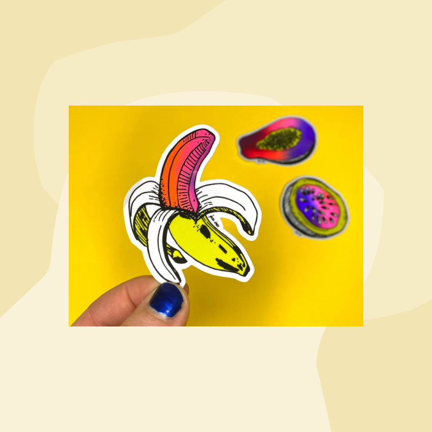 Frau Ines Glitzersticker Frucht Banane  Foodies Gourmet Geschenk Feinkost Feinkostladen Geschenkeladen Köln Online Shop