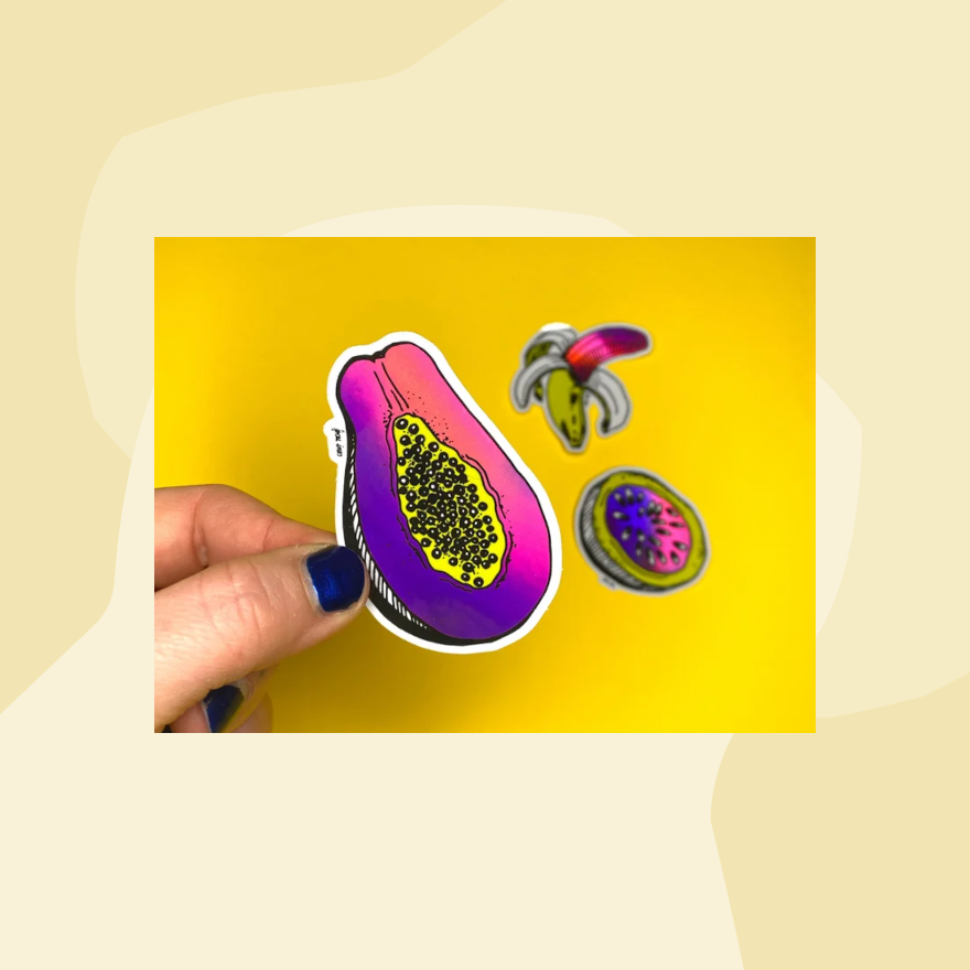 Frau Ines Glitzersticker Frucht Papaya  Foodies Gourmet Geschenk Feinkost Feinkostladen Geschenkeladen Köln Online Shop