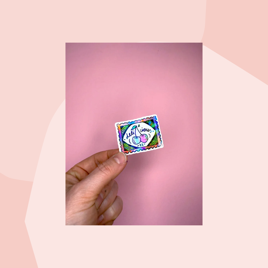 Frau Ines Glitzersticker Briefmarke Kirsche  Foodies Gourmet Geschenk Feinkost Feinkostladen Geschenkeladen Köln Online Shop