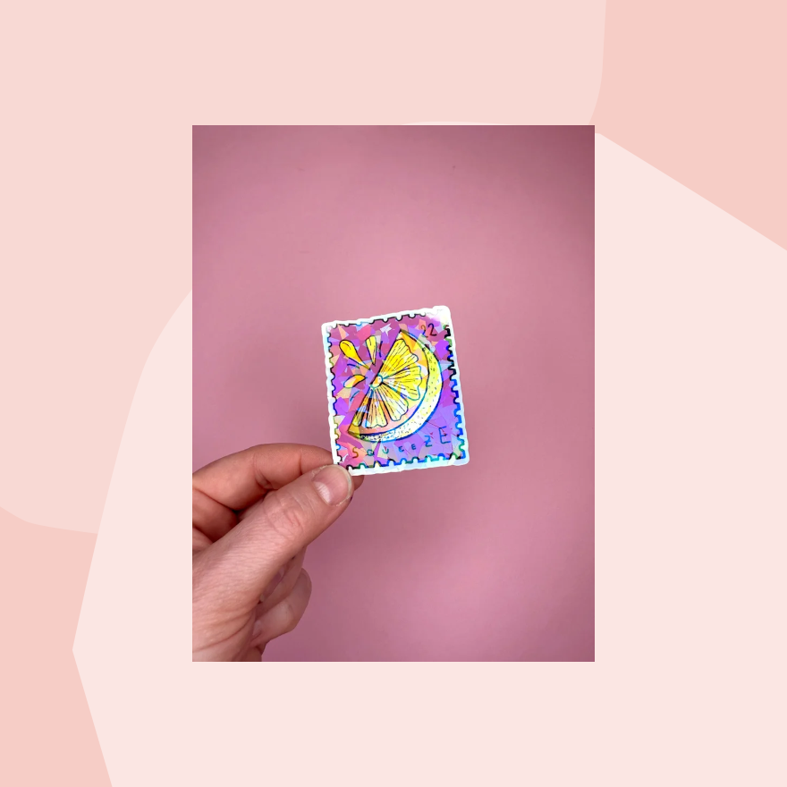 Frau Ines Glitzersticker Briefmarke Zitrone  Foodies Gourmet Geschenk Feinkost Feinkostladen Geschenkeladen Köln Online Shop