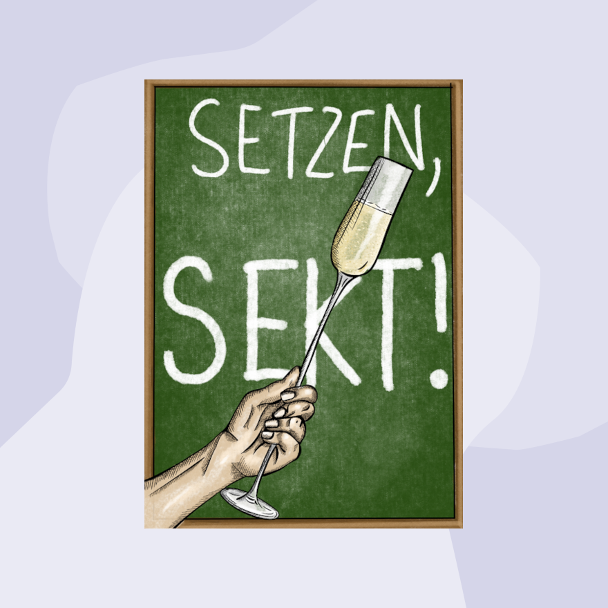 Postkarte: Setzen, Sekt!