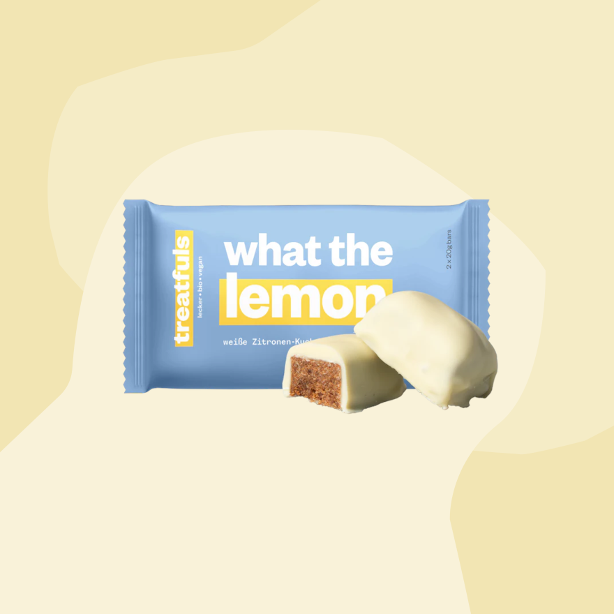 treatfuls Riegel Zitronenkuchen weiß Feinkost Online Shop Geschenke Köln Feinkostladen Geschenkeladen Delikatessen Spezialitäten Gourmet Foodies Genuss