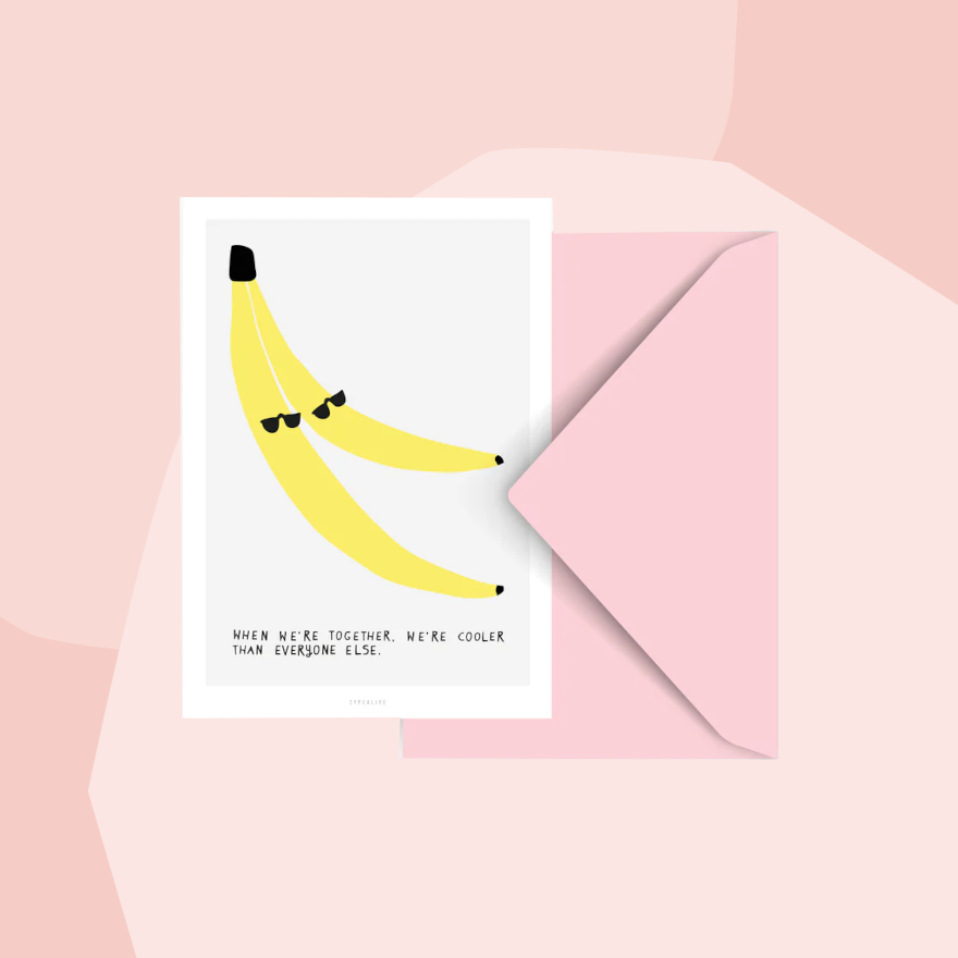 typealive Postkarte Bananen Together Geschenke Köln Online Shop Geschenkeladen Feinkostladen Feinkost Gourmets Foodies