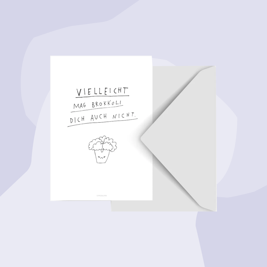 typealive Postkarte Brokkoli Geschenke Köln Online Shop Geschenkeladen Feinkostladen Feinkost Gourmets Foodies