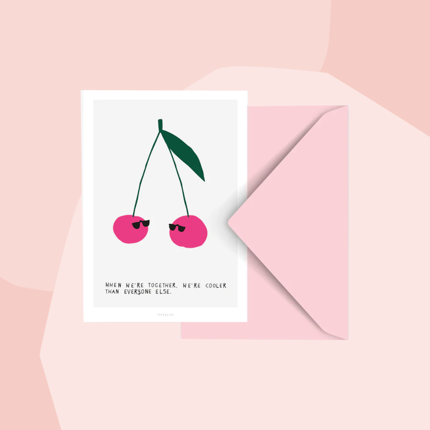 typealive Postkarte together Kirschen Geschenke Köln Online Shop Geschenkeladen Feinkostladen Feinkost Gourmets Foodies