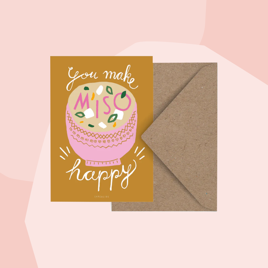 typealive Postkarte Miso happy Suppe Geschenke Köln Online Shop Geschenkeladen Feinkostladen Feinkost Gourmets Foodies