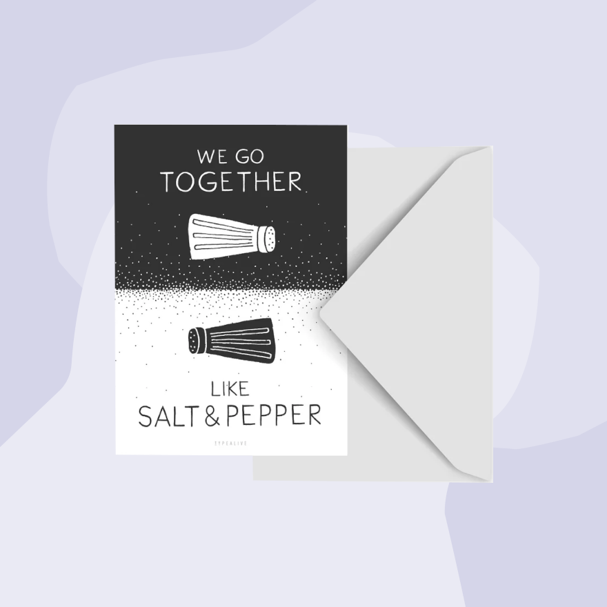 typealive Postkarte Salz Pfeffer together Geschenke Köln Online Shop Geschenkeladen Feinkostladen Feinkost Gourmets Foodies