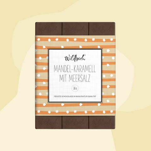 Wildbach Schokolade Vollmilchschokolade Mandel Karamell Meersalz Geschenke Feinkost Delikatessen Manufakturen Köln Onlineshop