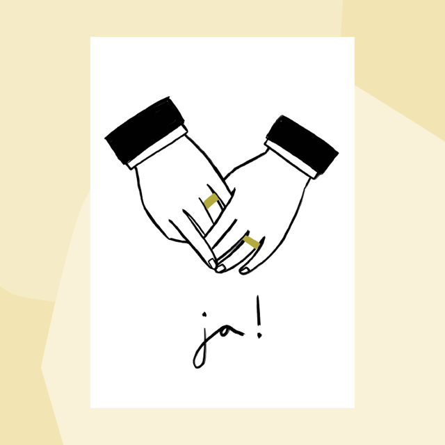 Postkarte zur Hochzeit Mann und Mann Lotta wünscht sich was  Grafik Geschenke Köln Onlineshop
