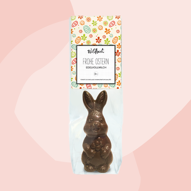 Wildbach Schokolade Osterhase aus Vollmilchschokolade mit Blume Ostern Feinkost Delikatessen Manufakturen Geschenke Köln Online Shop