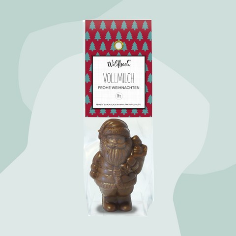 Schokoladenweihnachtsmann Vollmilchschokolade Wildbach Schokolade Feinkost Delikatessen Manufakturen Köln Geschenke Online